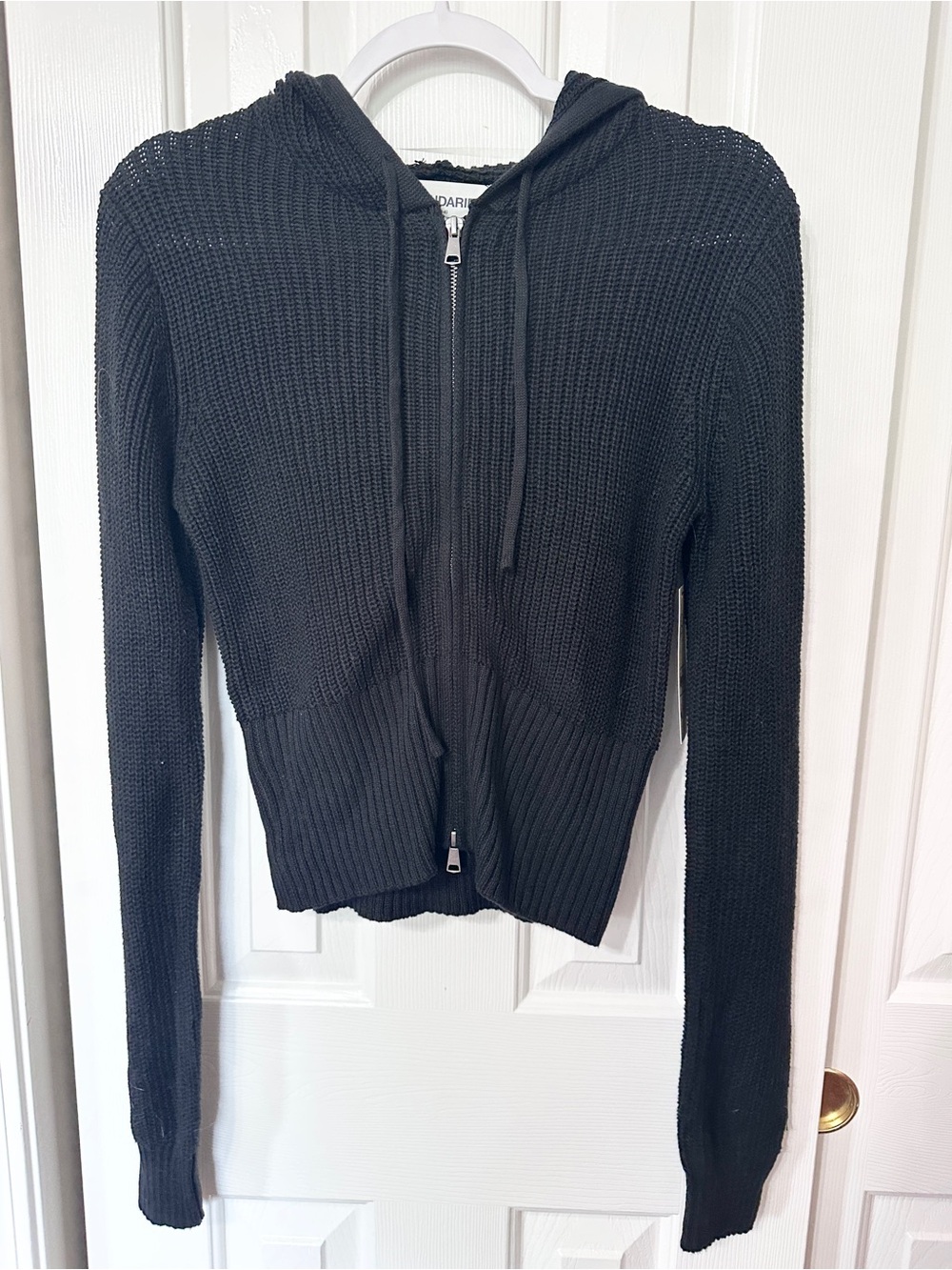 No Boundaries Black Knit Zip-Up Hoodie